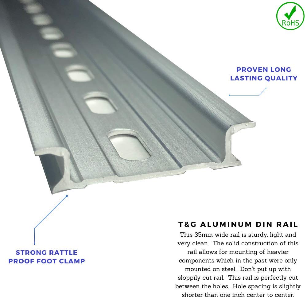 1 Piece DIN Rail Slotted Aluminum RoHS 12" Inches Long 35mm Wide 7.5mm High