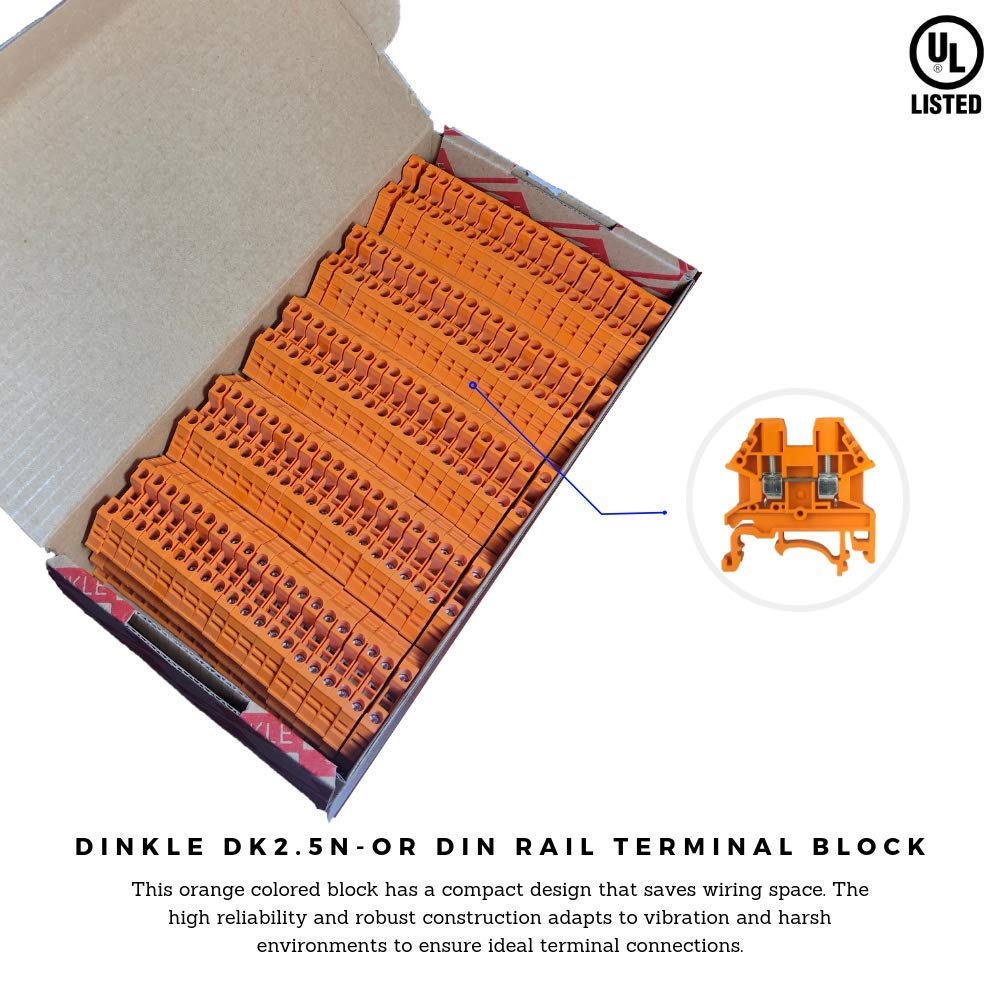 Dinkle DK2.5N-OR DIN Rail Terminal Block Pack of 100 