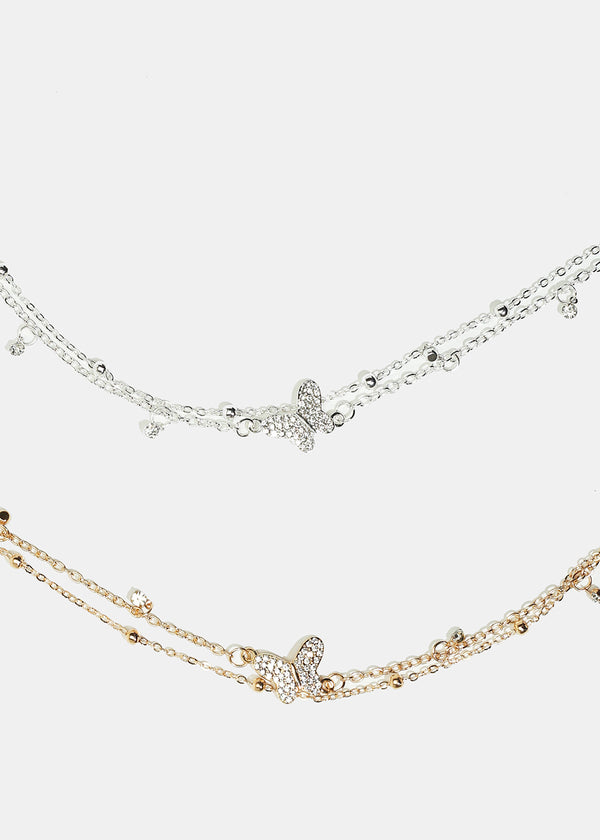 Rhinestone Butterfly Anklet