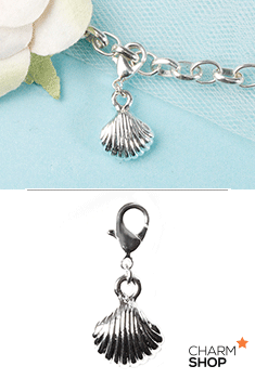 Silver Seashell Clam Dangle Charm