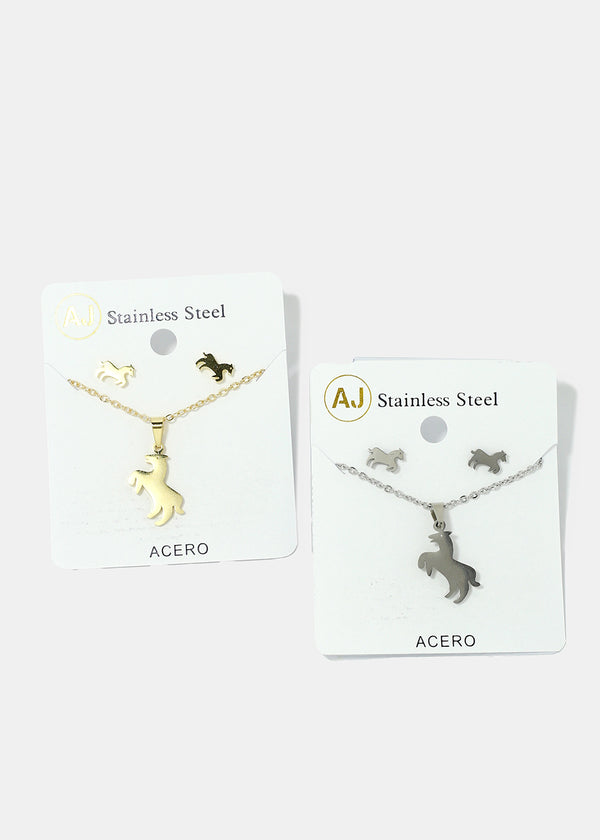 Horse Necklace & Earrings Set