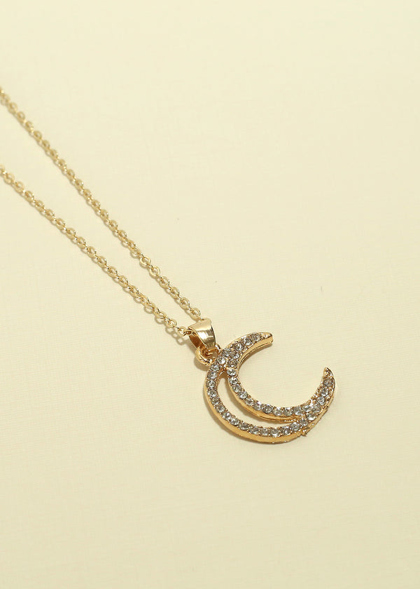Rhinestone Studded Moon Necklace