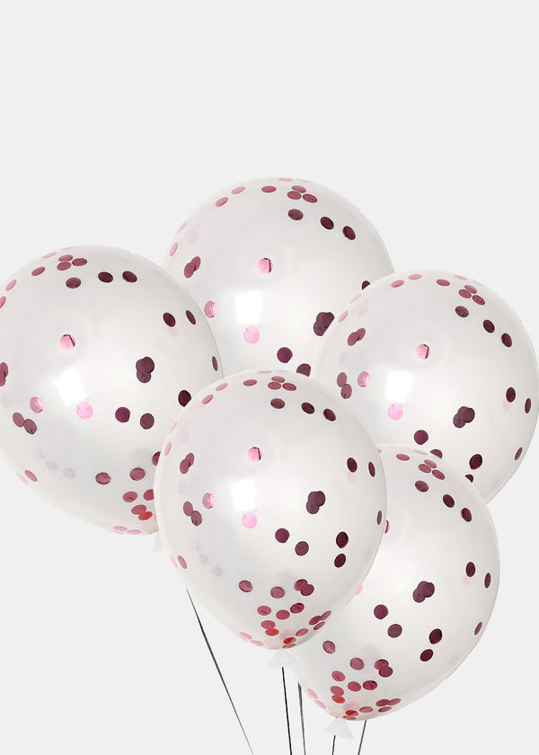 Official Key Items Party Balloon- 5pc Pink Dots Confetti Filled