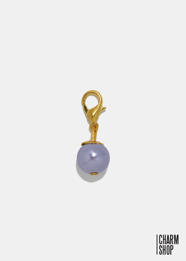 Gold Tone Light Purple Pearl Dangle Charm