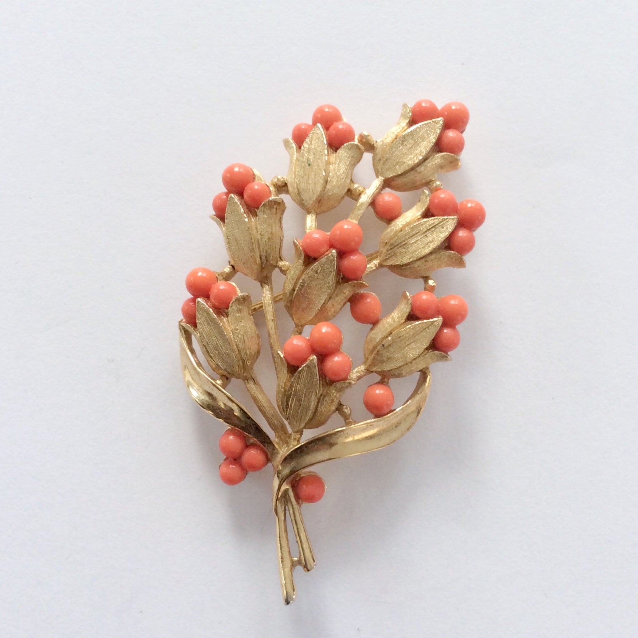 Vintage Trifari Coral Spray Brooch