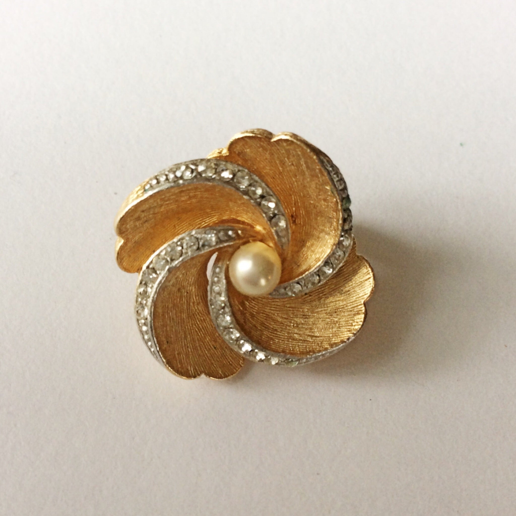 60s Vintage Marvella Pearl and Rhinestone Earrings