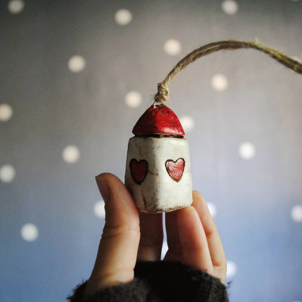 Red Heart Miniature House Christmas Ornament