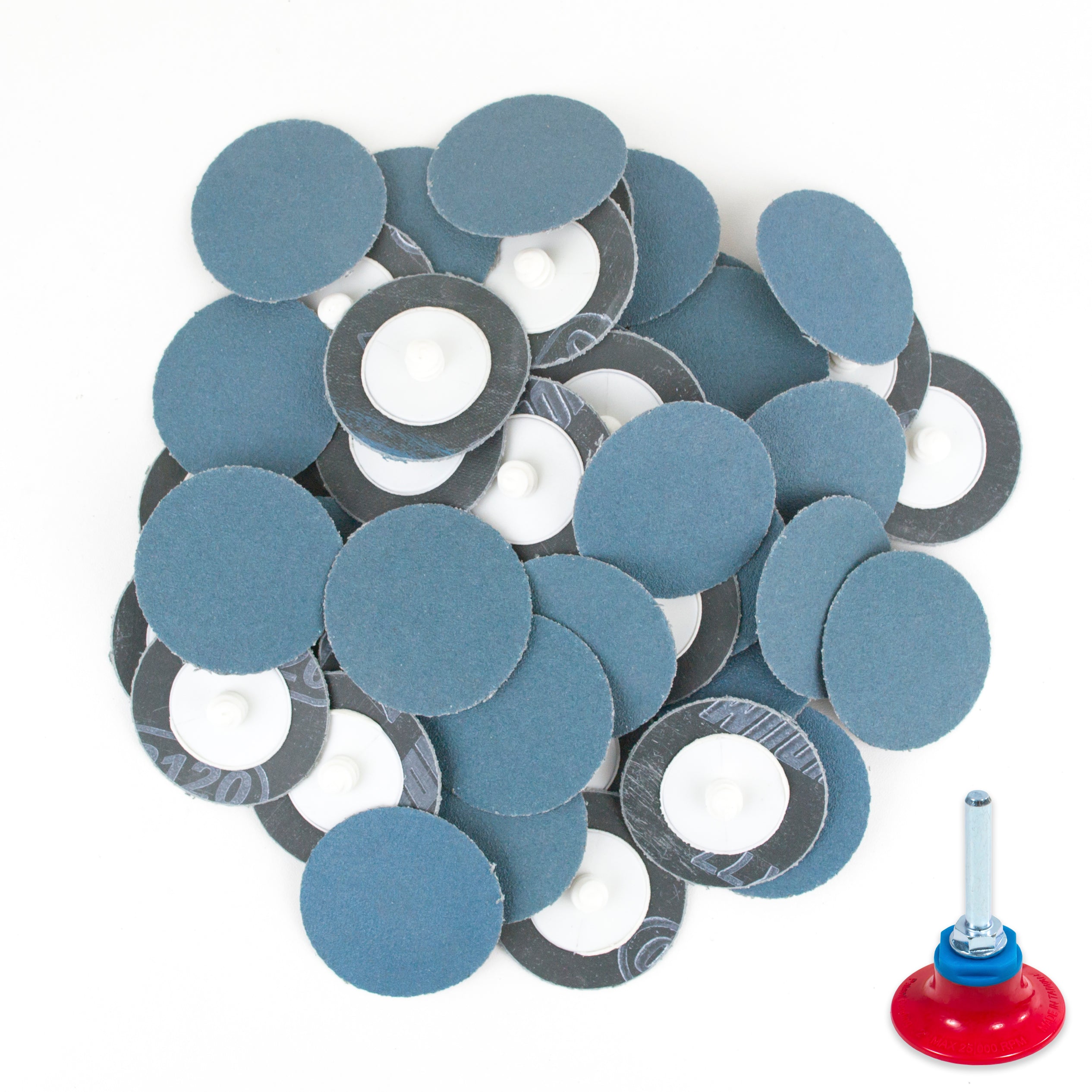 50 pcs 2 inch 24 Grit Zirconia “Roloc” Roll-On Sanding Discs with Holder 
