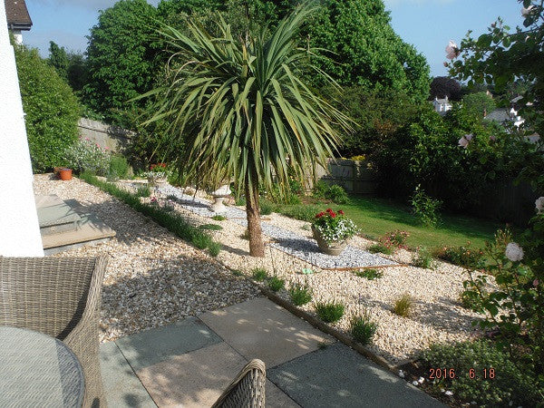 Using GroundTex Heavy Duty Weed Membrane and garden stones to reduce weeds - pic1