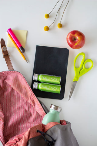 Balance the Superfood Shot Foundation Blend with school supplies