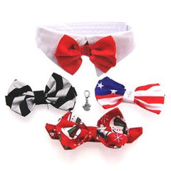 Satin Bow Tie and Dress-up Collar Bundled Set Comes with 4 Holiday Bow Ties