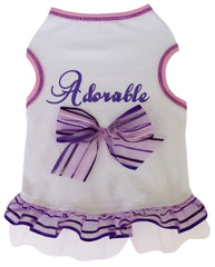 Adorable Too Tulle Skirted Charmed Tank Dress in color White/Lavender for dogs