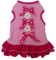 Buttons & Bows Skirted Tank Dress and Accessory in color Pink for dogs