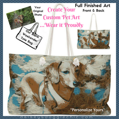 personalize pet photo art full themed weekender tote bags for pet lovers