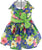 Blue Hawaiian Hibiscus Floral Party Dress with charm and leash for dogs