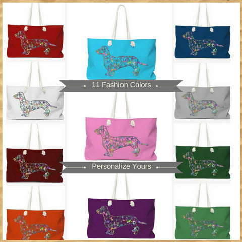 Dachshund Weekender Tote Bags for pet lovers customize and personalize