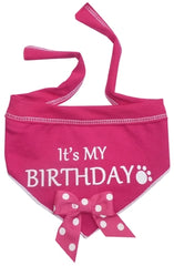 It's My Birthday (Girl) Bandana Scarf with Pin in color Pink/White