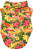 camp shirt for dogs in color hibiscus sunset orange