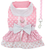 Pink Polka Dots & Bows Harness Party Dress with matching Leash set in Pink/White