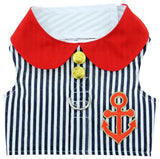 Sailor Harness Vest with Charm and matching Leash - Red White and Blue Nautical Stripe