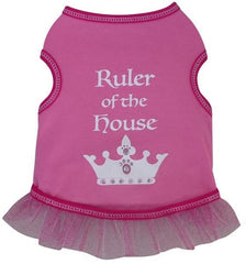 Ruler of The House Dog's Ruffled Tank Top in color Pink for dogs