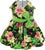Black Hawaiian Hibiscus Floral Party Dress with charm and leash for dogs