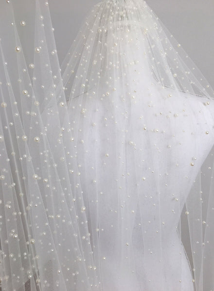 Pearl wedding veil by Madame Tulle