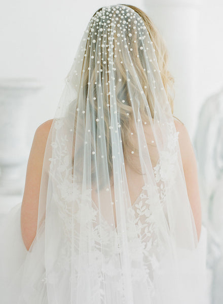 Pearl wedding veil by Madame Tulle Bridal 
