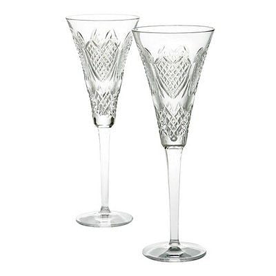 WATERFORD Crystal Wedding Heirloom Toasting Flute Pair New In Waterford Gift Box