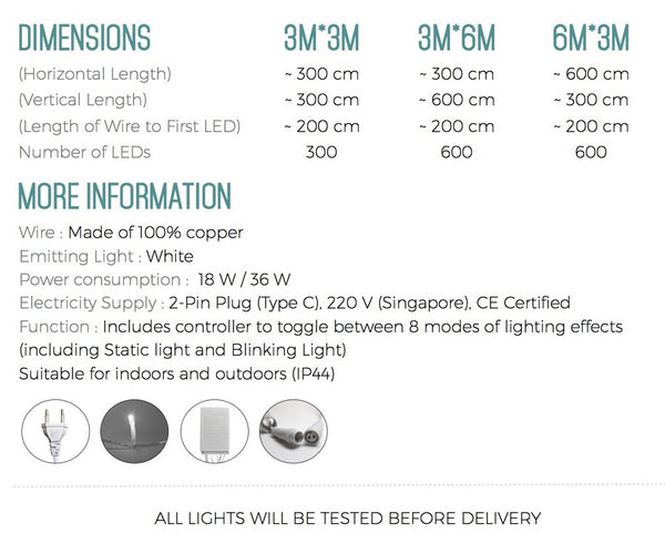 Product Description - Curtain Lights (White)