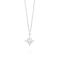 Silver Small Compass Star Necklace