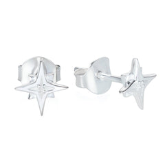 Silver Compass Star Earrings 