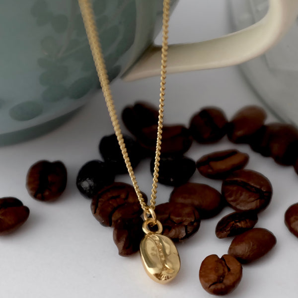 gold coffee bean pendant