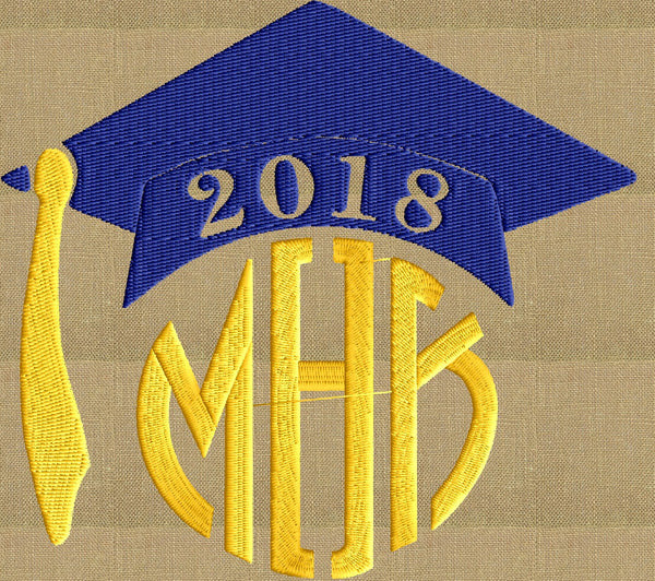 Graduation Cap Hat 2018 Frame Monogram Design Font Not Included Emb