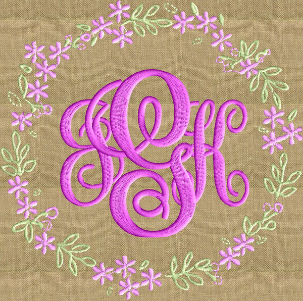 Forget Me Not Floral Circle Font Frame Monogram -font Not Included - E 