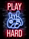 Neon Gamingplakat - Play Hard