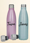 Termoflaske med egen tekst - Rosa eller lyseblå