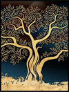Luxury gold foil Abstract - Birds, Trees, Butterfly & Moon