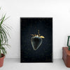 Black strawberry with golden leaves - Poster - Plakatbar.no