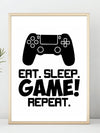 Eat Sleep Game Repeat - Poster - Plakatbar.no