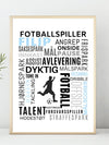 Fotballspilleren - Plakat med fotballord og eget navn - Plakatbar.no