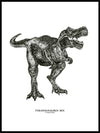 Håndtegnet dinosaur til barnerom - T Rex - Design av Hugøy - Plakatbar.no