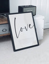 Kristen typografiplakat - Love - Hvit bakgrunn - Plakatbar.no