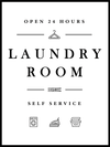 Laundry Room Self Service - Hvit Plakat til vaskerommet - Plakatbar.no