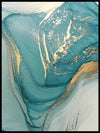 Luxury Abstract Fluid Art Turquoise Gold - Poster - Plakatbar.no