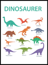 Mest kjente dinosaurer - plakat - Plakatbar.no