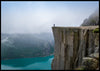 Prekestolen med enslig turist - Plakat - Plakatbar.no