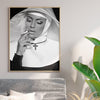 Smoking Nun - Black and White Poster - Plakatbar.no