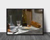 Stilleben med flaske, karaffel, brød og vin, Claude Monet - Plakat - Plakatbar.no