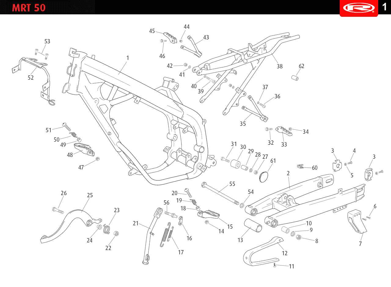 Techincal Diagram for Rieju MRT 50 2009-10 Chassis